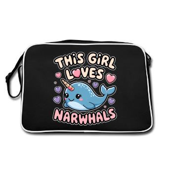 Narwhal Saying Narwhals Funny Narwhal Gift - Retro Bag - black/white - Back