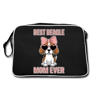 Beagle Mama Hund Mutter Lustiges Beagle Geschenk - Retro Tasche - Schwarz/Weiß - Hinten