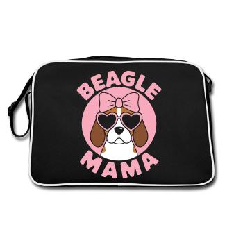 Beagle Mama Hund Mutter Lustiges Beagle Geschenk - Retro Tasche - Schwarz/Weiß - Hinten