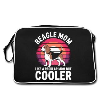 Beagle Mama Hund Mutter Lustiges Beagle Geschenk - Retro Tasche - Schwarz/Weiß - Hinten