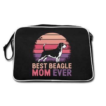 Beagle Mama Hund Mutter Lustiges Beagle Geschenk - Retro Tasche - Schwarz/Weiß - Hinten