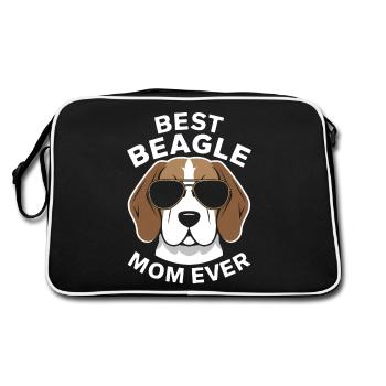 Beagle Mama Hund Mutter Lustiges Beagle Geschenk - Retro Tasche - Schwarz/Weiß - Hinten