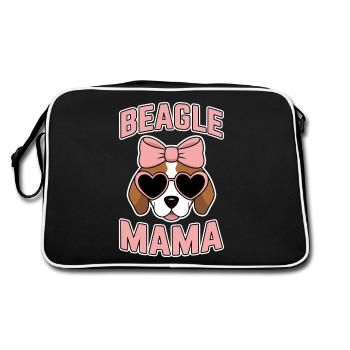 Beagle Mama Hund Mutter Lustiges Beagle Geschenk - Retro Tasche - Schwarz/Weiß - Hinten