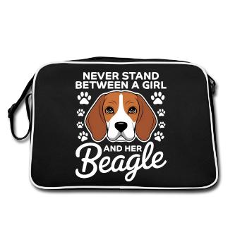 Beagle Mädchen Hunde Lustiges Beagle Geschenk - Retro Tasche - Schwarz/Weiß - Hinten