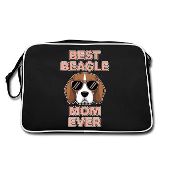 Beagle Mama Hund Mutter Lustiges Beagle Geschenk - Retro Tasche - Schwarz/Weiß - Hinten