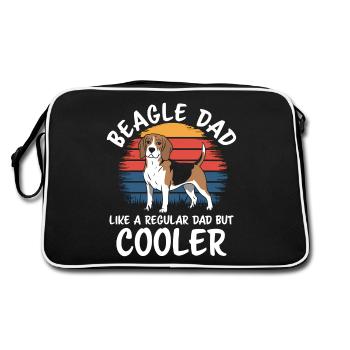 Beagle Papa Hund Vater Lustiges Beagle Geschenk - Retro Tasche - Schwarz/Weiß - Hinten