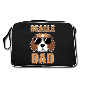Beagle Papa Hund Vater Lustiges Beagle Geschenk - Retro Tasche - Schwarz/Weiß - Hinten