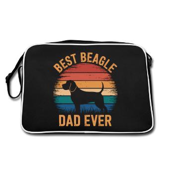 Beagle Papa Hund Vater Lustiges Beagle Geschenk - Retro Tasche - Schwarz/Weiß - Hinten