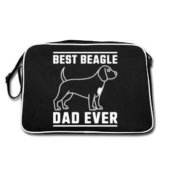 Beagle Papa Hund Vater Lustiges Beagle Geschenk - Retro Tasche - Schwarz/Weiß - Hinten