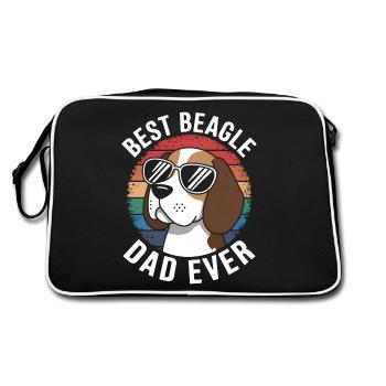 Beagle Papa Hund Vater Lustiges Beagle Geschenk - Retro Tasche - Schwarz/Weiß - Hinten