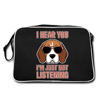 Beagle Spruch Hund Beagle Lustiges Beagle Geschenk - Retro Tasche - Schwarz/Weiß - Hinten
