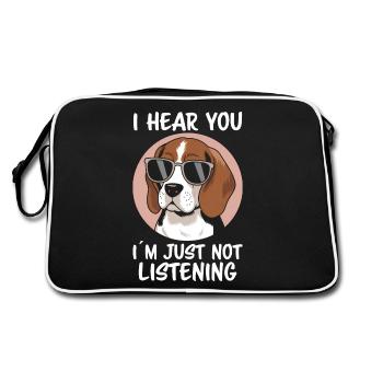 Beagle Spruch Hund Beagle Lustiges Beagle Geschenk - Retro Tasche - Schwarz/Weiß - Hinten
