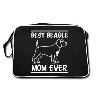 Beagle Mama Hund Mutter Lustiges Beagle Geschenk - Retro Tasche - Schwarz/Weiß - Hinten