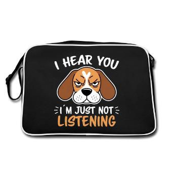 Beagle Spruch Hund Beagle Lustiges Beagle Geschenk - Retro Tasche - Schwarz/Weiß - Hinten