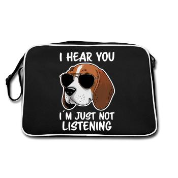 Beagle Spruch Hund Beagle Lustiges Beagle Geschenk - Retro Tasche - Schwarz/Weiß - Hinten