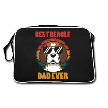 Beagle Papa Hund Vater Lustiges Beagle Geschenk - Retro Tasche - Schwarz/Weiß - Hinten