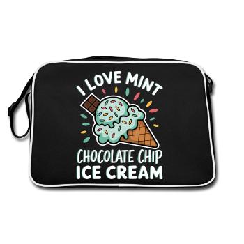 Crème glacée au chocolat et à la menthe disant cadeau de crème glacée à la menthe drôle - Sac Retro - noir/blanc - Dos