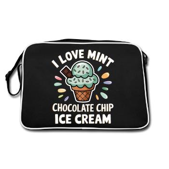 Crème glacée au chocolat et à la menthe disant cadeau de crème glacée à la menthe drôle - Sac Retro - noir/blanc - Dos