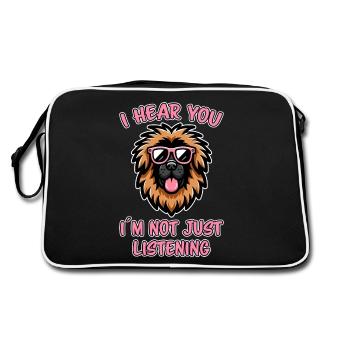 Leonberger Spruch Lustiges Leonberger Geschenk - Retro Tasche - Schwarz/Weiß - Hinten