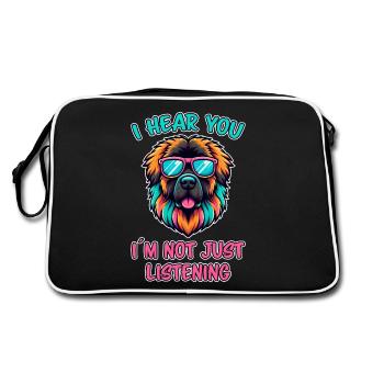 Leonberger Spruch Lustiges Leonberger Geschenk - Retro Tasche - Schwarz/Weiß - Hinten