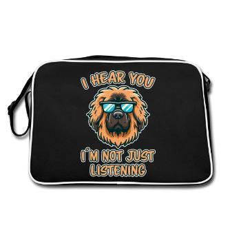 Leonberger Spruch Lustiges Leonberger Geschenk - Retro Tasche - Schwarz/Weiß - Hinten