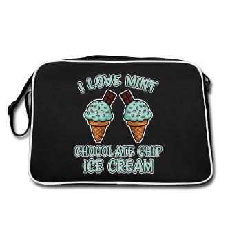 Crème glacée au chocolat et à la menthe disant cadeau de crème glacée à la menthe drôle - Sac Retro - noir/blanc - Dos