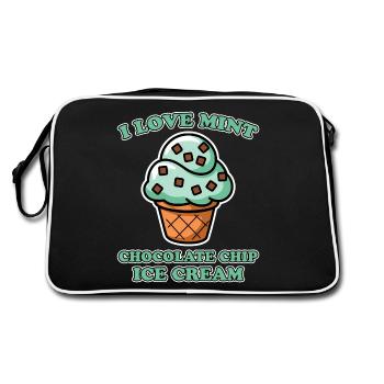 Crème glacée au chocolat et à la menthe disant cadeau de crème glacée à la menthe drôle - Sac Retro - noir/blanc - Dos