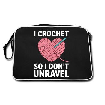 Crochet Saying Wool Funny Crochet Gift - Retro Bag - black/white - Back