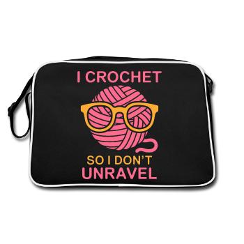 Crochet Saying Wool Funny Crochet Gift - Retro Bag - black/white - Back