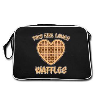Waffles Saying Dessert Funny Waffles Gift - Retro Bag - black/white - Back