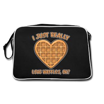 Waffles Saying Dessert Funny Waffles Gift - Retro Bag - black/white - Back