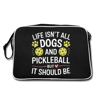 Pickleball Saying Dog Funny Pickleball Gift - Retro Bag - black/white - Back
