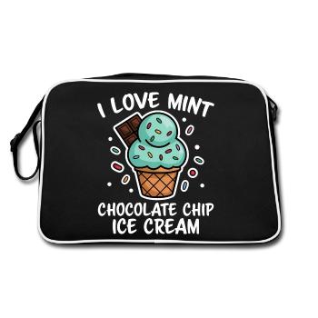 Crème glacée au chocolat et à la menthe disant cadeau de crème glacée à la menthe drôle - Sac Retro - noir/blanc - Dos