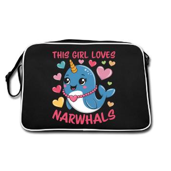 Narwhal Saying Narwhals Funny Narwhal Gift - Retro Bag - black/white - Back