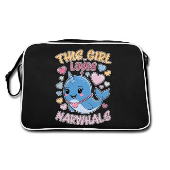 Narwhal Saying Narwhals Funny Narwhal Gift - Retro Bag - black/white - Back