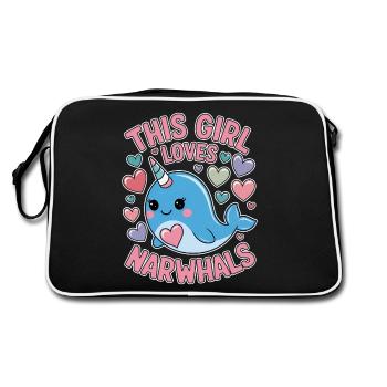 Narwhal Saying Narwhals Funny Narwhal Gift - Retro Bag - black/white - Back