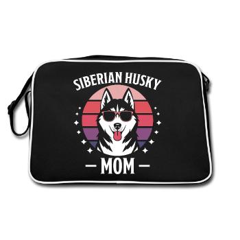 Siberian Husky Spruch Siberian Huskies Geschenk - Retro Tasche - Schwarz/Weiß - Hinten