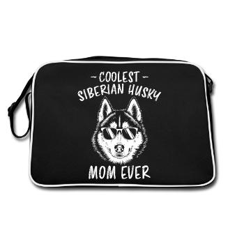 Siberian Husky Spruch Siberian Huskies Geschenk - Retro Tasche - Schwarz/Weiß - Hinten