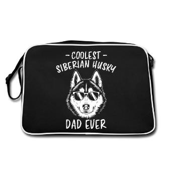 Siberian Husky Spruch Siberian Huskies Geschenk - Retro Tasche - Schwarz/Weiß - Hinten