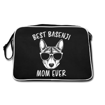 Basenji disant maman chien drôle Basenji cadeau - Sac Retro - noir/blanc - Dos