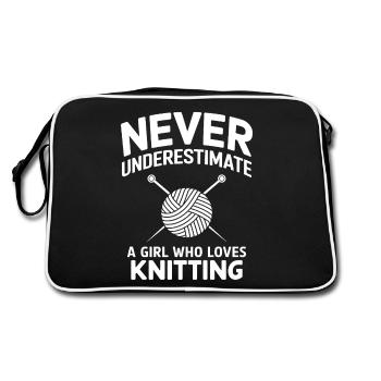 Knitting Saying Wool Funny Knitting Gift - Retro Bag - black/white - Back
