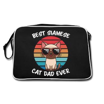 Chat siamois dicton, chat siamois, papa, cadeau de chat siamois - Sac Retro - noir/blanc - Dos