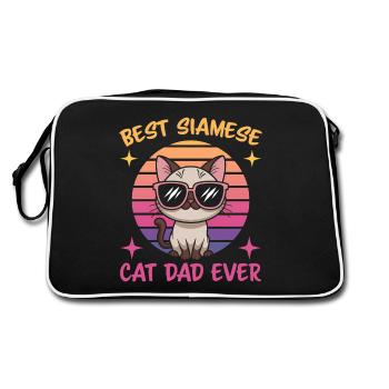 Chat siamois dicton, chat siamois, papa, cadeau de chat siamois - Sac Retro - noir/blanc - Dos