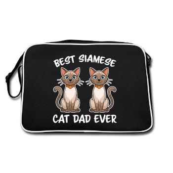 Chat siamois dicton, chat siamois, papa, cadeau de chat siamois - Sac Retro - noir/blanc - Dos
