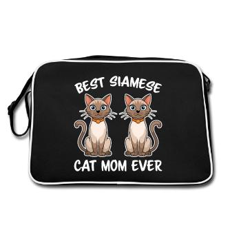 Chat siamois disant chat siamois maman chat siamois cadeau - Sac Retro - noir/blanc - Dos