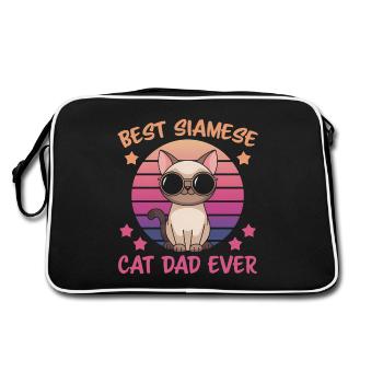 Chat siamois dicton, chat siamois, papa, cadeau de chat siamois - Sac Retro - noir/blanc - Dos