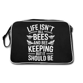 Beekeeper Saying Beekeeping Bee Funny Beekeeper Gift - Retro Bag - black/white - Back