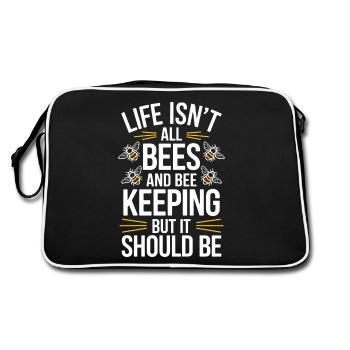 Beekeeper Saying Beekeeping Bee Funny Beekeeper Gift - Retro Bag - black/white - Back