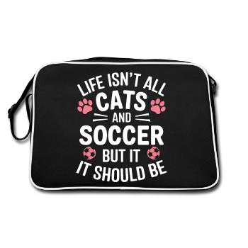 Football Dire Chat Drôle Footballeur Cadeau - Sac Retro - noir/blanc - Dos