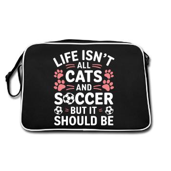 Football Dire Chat Drôle Footballeur Cadeau - Sac Retro - noir/blanc - Dos